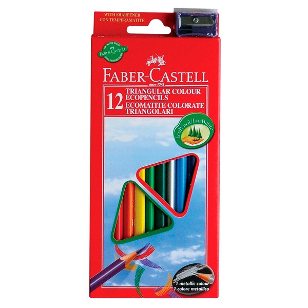 Карандаши цветные FABER-CASTELL Eco 120523 с точилкой в картонной коробке 12 цветов