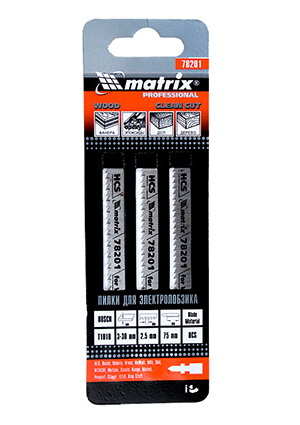 Пилка для электролобзика Matrix 78201 по дереву, T101B 3 шт.